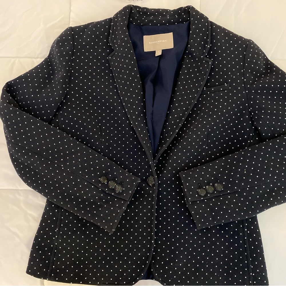 Banana Republic Navy Polka Dot Blazer